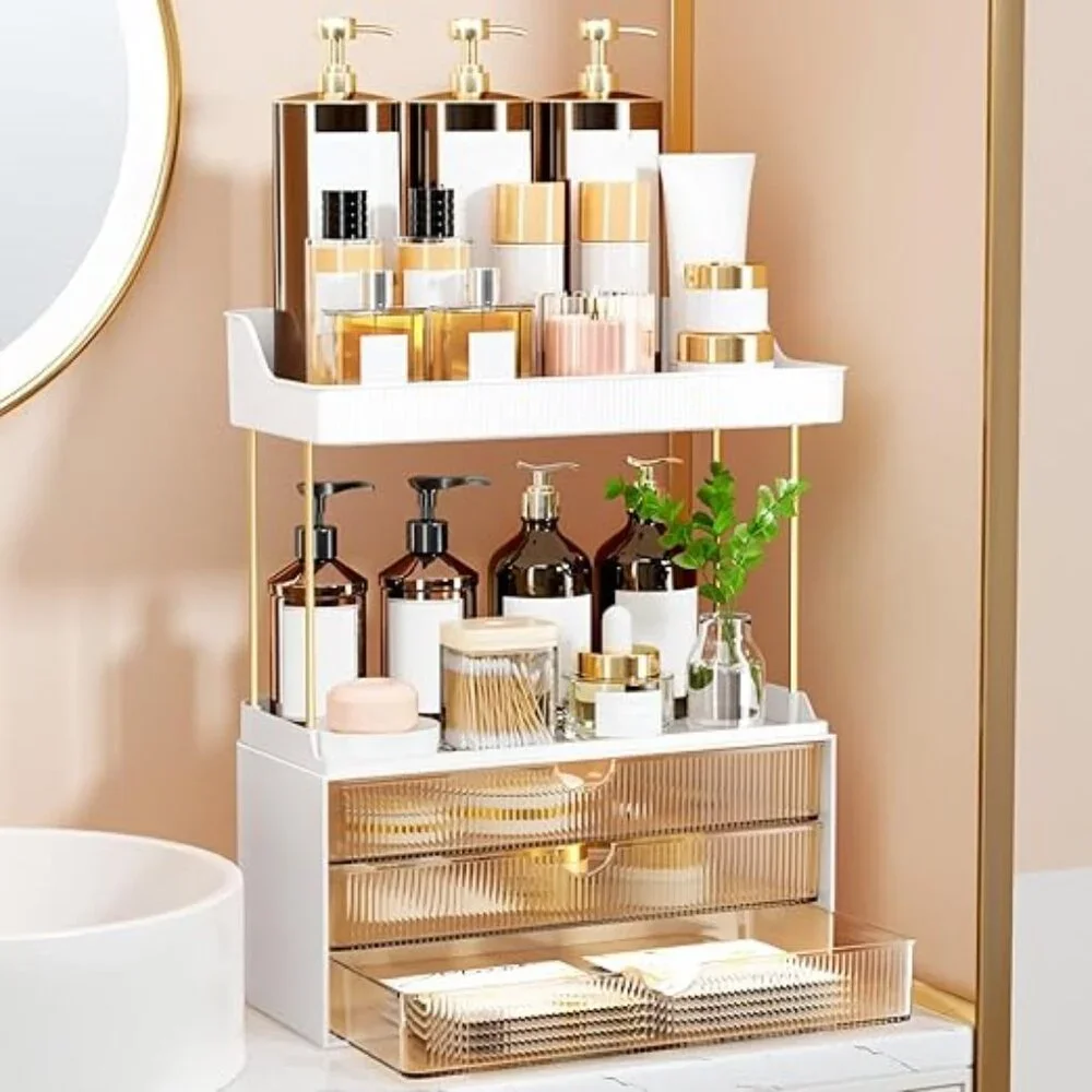 3 Large Drawers Makeup Organizer - 5 Tier Bathroom Counter Organizers and Storag